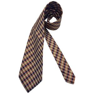 CHURCH’S Navy/Orange Tartan Silk LUXURY Tie ITALY